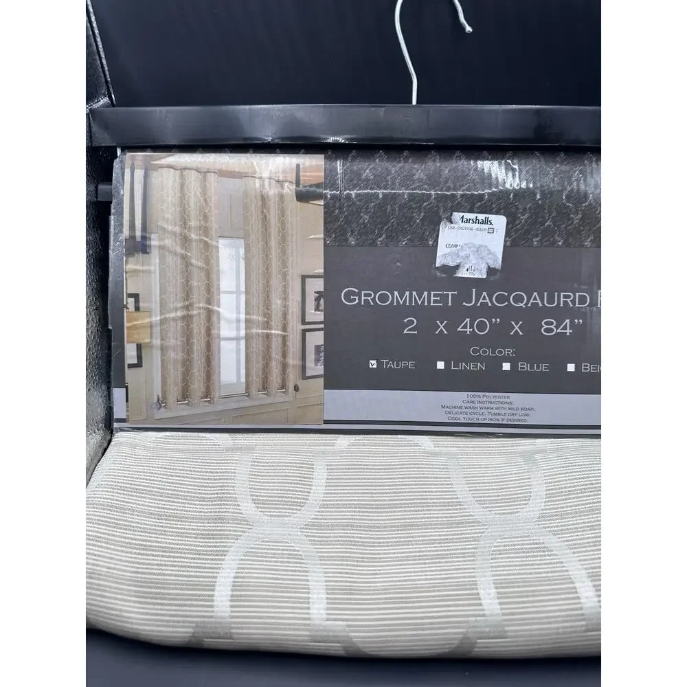 Estex Home Fashions 40”x84” Taupe Dana Window Grommet Jacquard Panel Two Panels